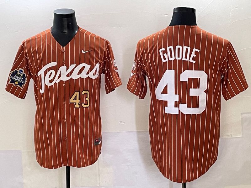 Men 2025 Texas Longhorns #43 Goode Brown stripe Joint Name Nike NCAA Jersey style 8->ncaa teams->NCAA Jersey
